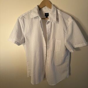 J. Crew White seersucker Casual Button Down Shirt with navy accent